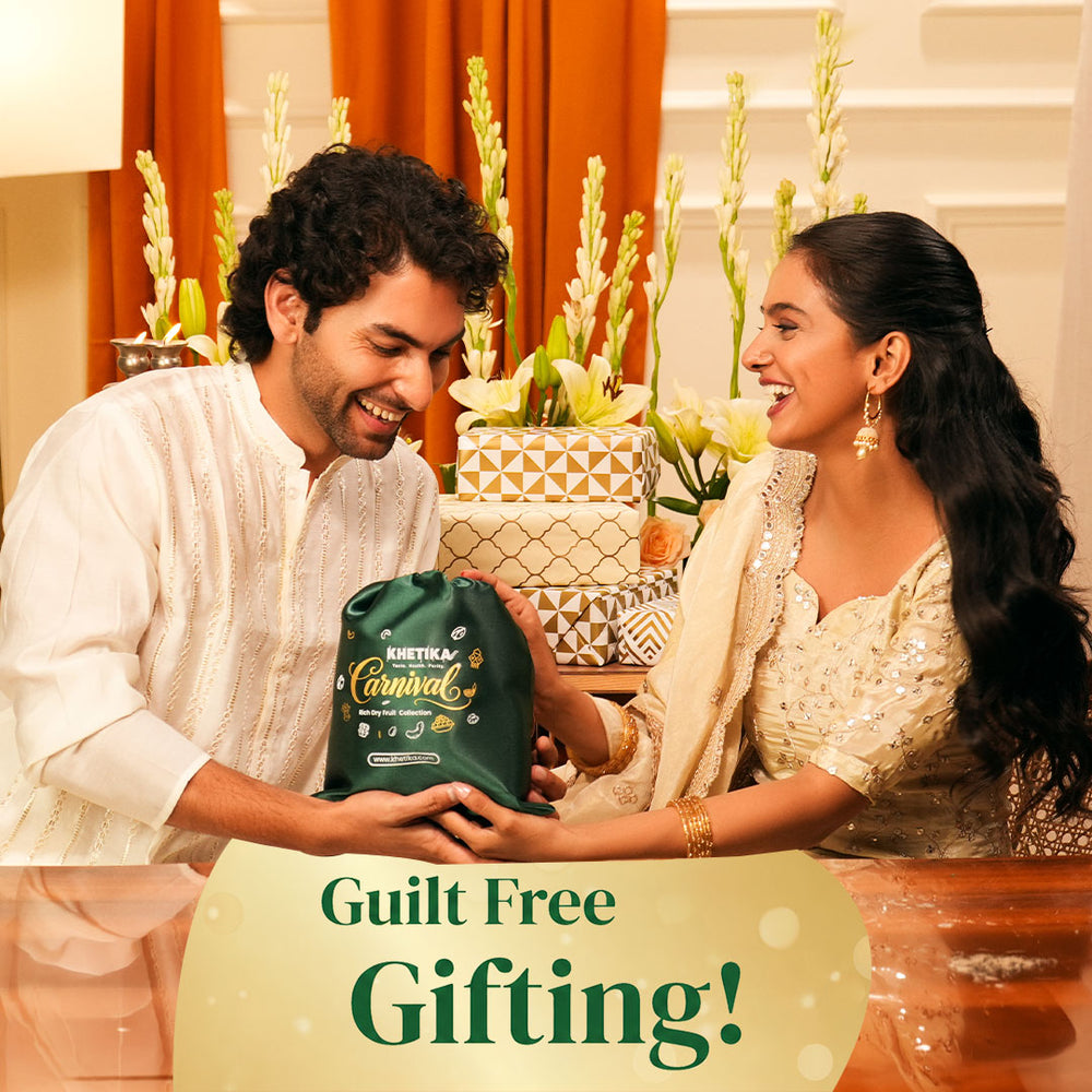 Celebration Trio Dry Fruits Gift Potli Almonds, Cashews, & Pistachios-Khetika