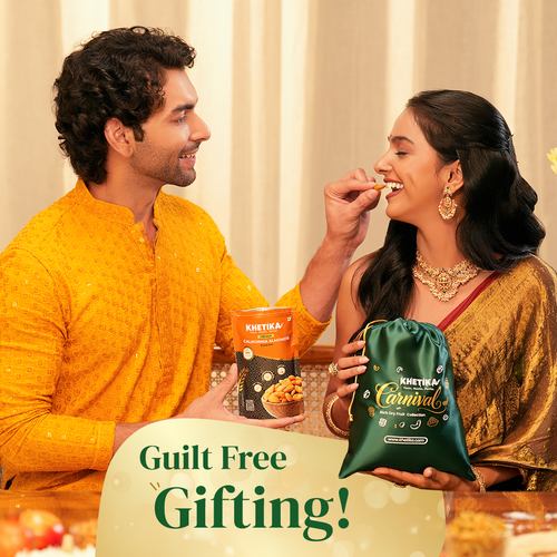 Khetika Heritage Dry Fruits Gift Potli - Almonds, Cashews & Raisins