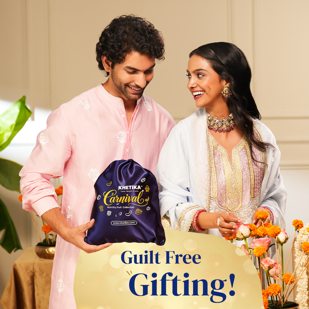 Khetika Legacy Dry Fruits Gift Potli - Almonds, Cashews, Pistachios & Raisins