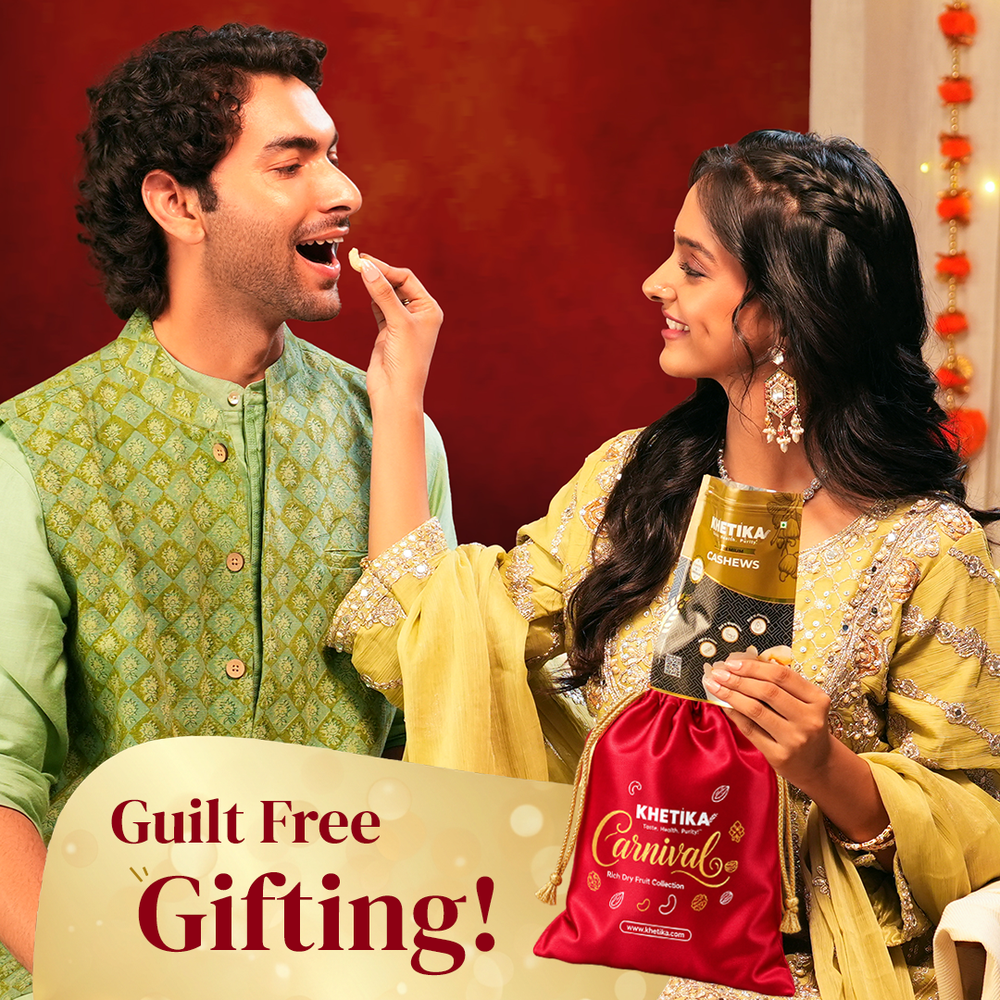 Premium Nuts Dry Fruits Gift Potli - Almond, Cashew-Khetika