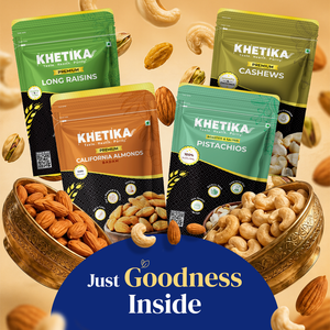 Khetika Legacy Dry Fruits Gift Potli - Almonds, Cashews, Pistachios & Raisins