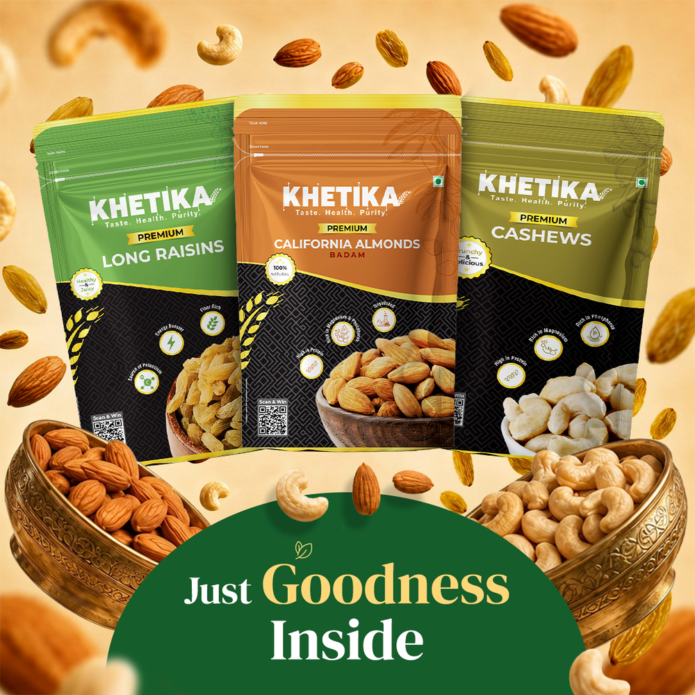 Khetika Heritage Dry Fruits Gift Potli - Almonds, Cashews & Raisins