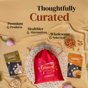 Premium Nuts Dry Fruits Gift Potli - Almond, Cashew-Khetika