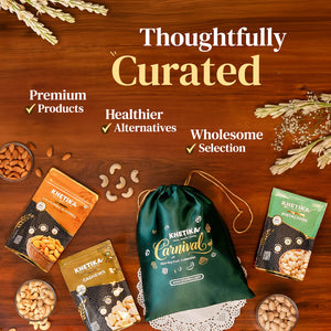 Celebration Trio Dry Fruits Gift Potli Almonds, Cashews, & Pistachios-Khetika