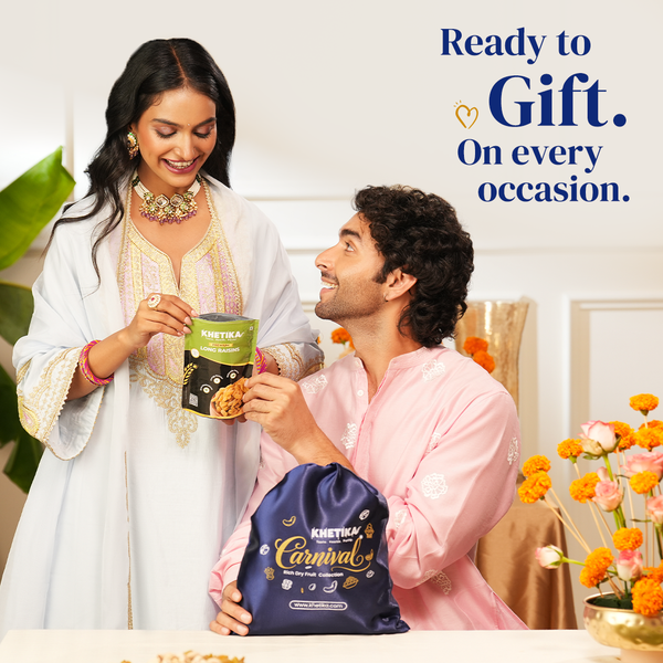 Khetika Legacy Dry Fruits Gift Potli - Almonds, Cashews, Pistachios & Raisins