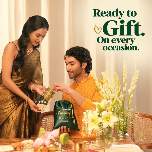 Khetika Heritage Dry Fruits Gift Potli - Almonds, Cashews & Raisins
