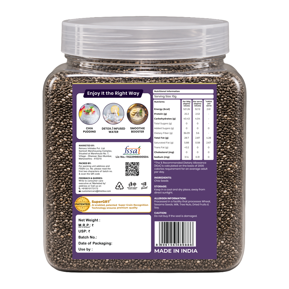 Khetika Premium Chia Seeds Jar