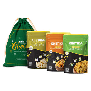Khetika Heritage Dry Fruits Gift Potli - Almonds, Cashews & Raisins