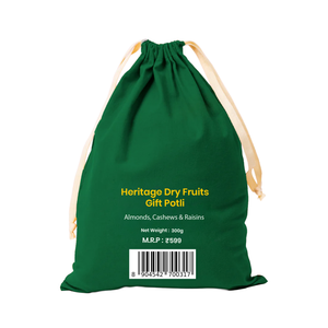 Khetika Heritage Dry Fruits Gift Potli - Almonds, Cashews & Raisins