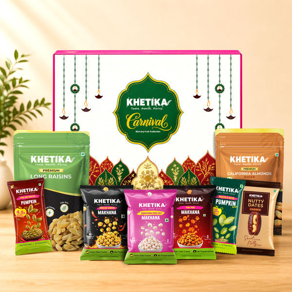 Gourmet Box (Almond, Raisin, Peri Peri Pumpkin Seeds, Salted Pumpkin, Salted Makhana, Peri Peri Makhana, kimchi Makhana, Date with Nuts)