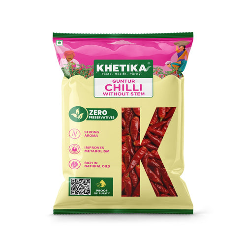 Khetika  Guntur Chilli Without Stem