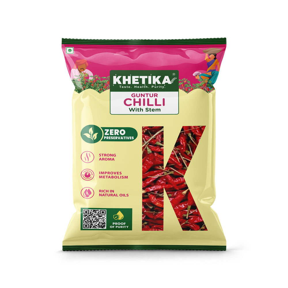 Khetika  Guntur Chilli  With Stems