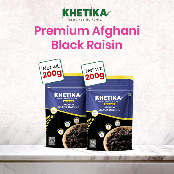 Khetika Premium Afghani Black Raisin (200g, pack of 2)
