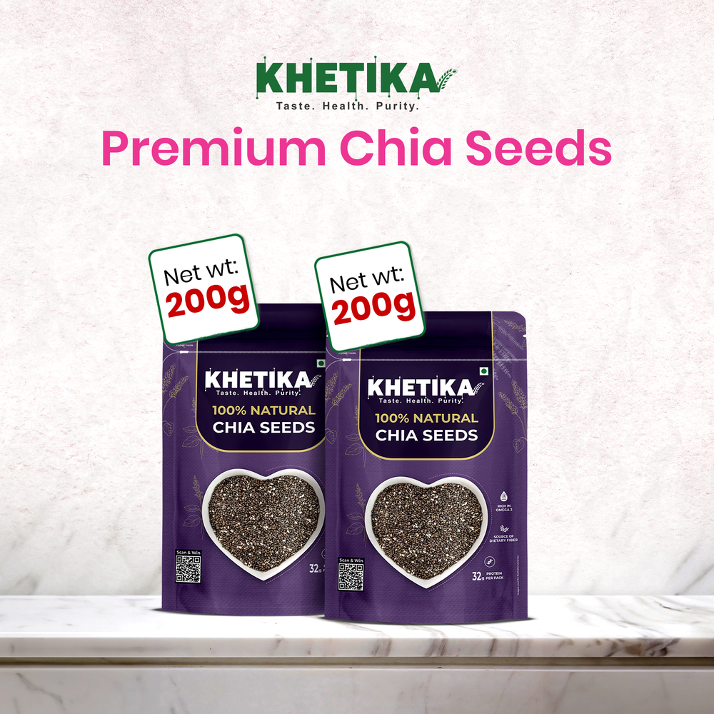 Khetika Premium Chia Seeds (200g,Pack of 2)