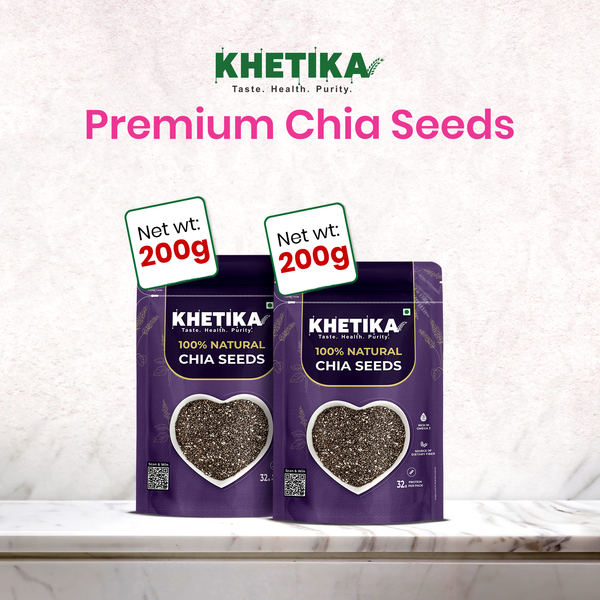 Khetika Premium Chia Seeds (200g,Pack of 2)