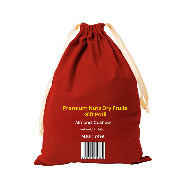 Premium Nuts Dry Fruits Gift Potli - Almond, Cashew-Khetika