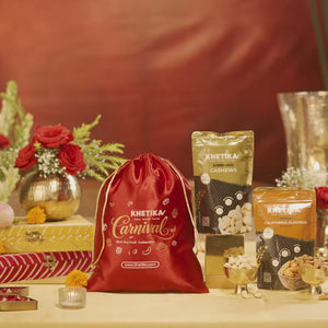 Premium Nuts Dry Fruits Gift Potli - Almond, Cashew-Khetika